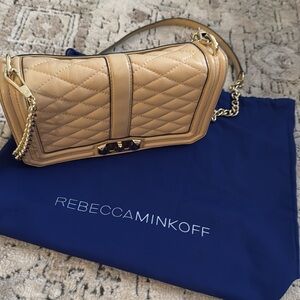 Rebecca Minkoff Love Quilted Genuine Leather Crossbody | Shoulder Bag biscuit